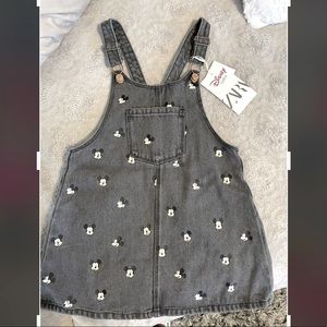 Zara Girls Jean Overall Skirt Disney Theme